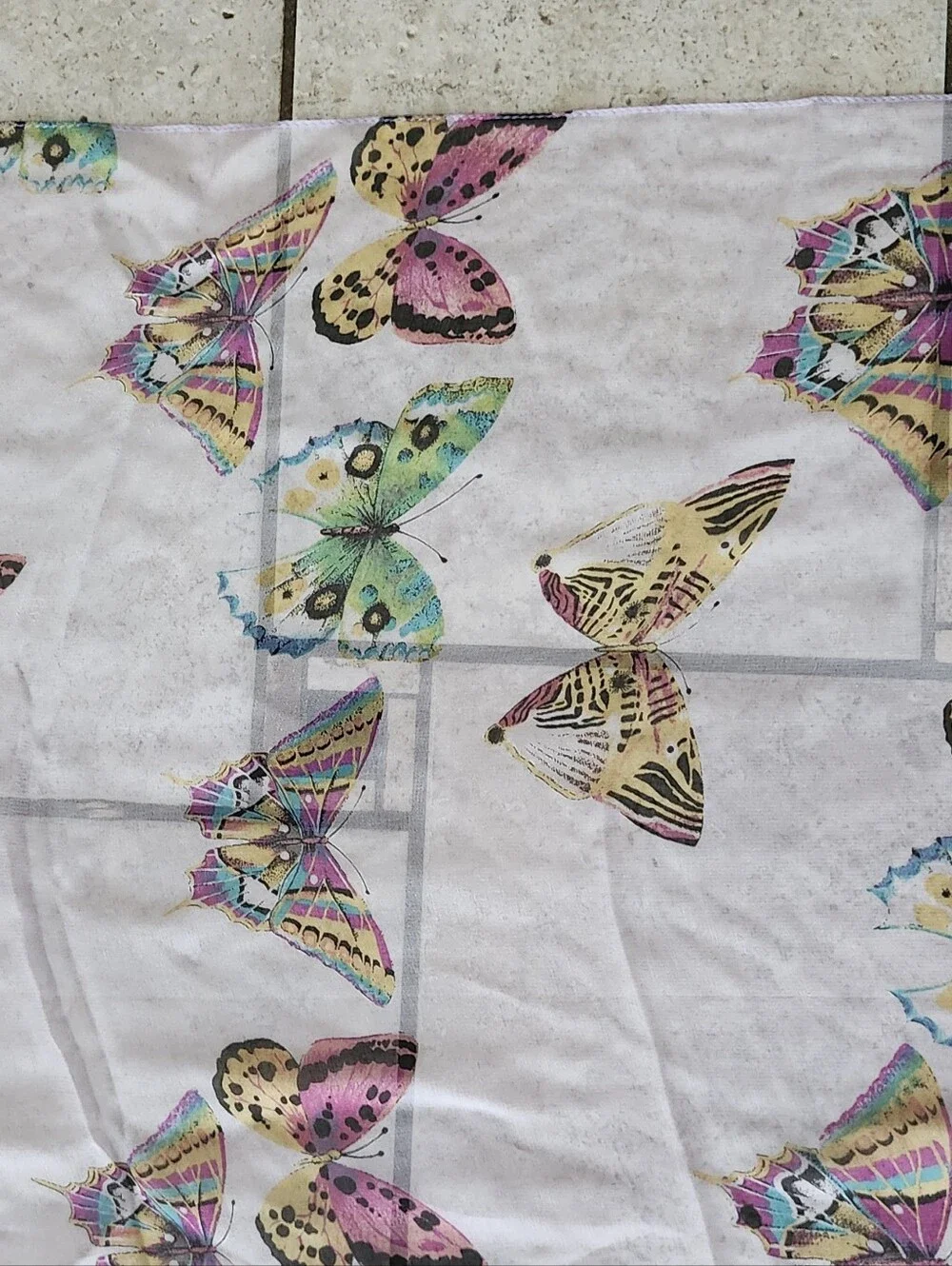 Light Purple Butterfly Print Silk Scarf 14x59